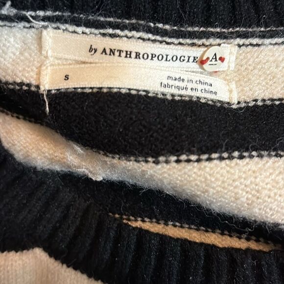 A Anthropologie Striped Black and White Women's Top small sweater - Picture 3 of 4